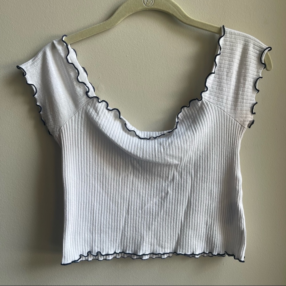 Zara Off the shoulder ruffled hem top